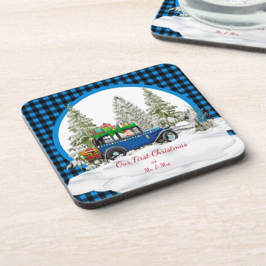 Onze eerste kerst als Mr. & Mrs Ornament Bier Onderzetter (Linkerzijde)