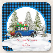 Onze eerste kerst als Mr. & Mrs Ornament Bier Onderzetter (Voorkant)