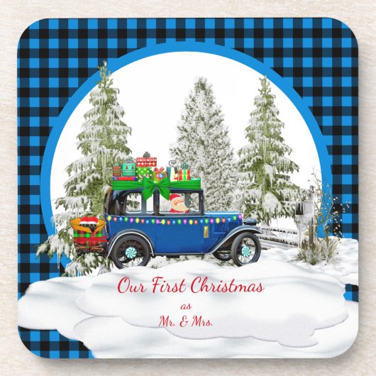 Onze eerste kerst als Mr. & Mrs Ornament Bier Onderzetter (Voorkant)