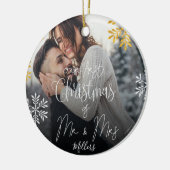 Onze eerste kerst als Mr & Mrs Pas getrouwd Keepsa Keramisch Ornament (Links)