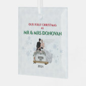Onze eerste kerst als Mr&Mrs Passen getrouwd Chris Glas Ornament (Voorkant links)