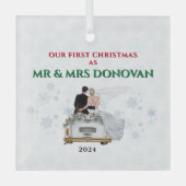 Onze eerste kerst als Mr&Mrs Passen getrouwd Chris Glas Ornament (Voorkant)
