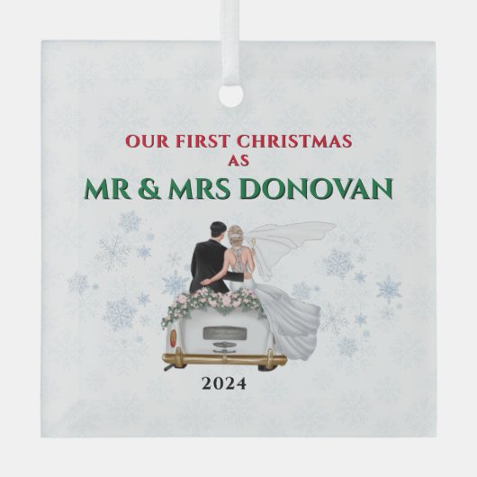Onze eerste kerst als Mr&Mrs Passen getrouwd Chris Glas Ornament (Voorkant)