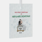 Onze eerste kerst als Mr&Mrs Passen getrouwd Chris Glas Ornament (Voorkant Rechts)