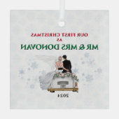 Onze eerste kerst als Mr&Mrs Passen getrouwd Chris Glas Ornament (Achterkant)