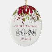 Onze eerste kerst als Mr & Mrs Passen getrouwd Keramisch Ornament (Rechts)