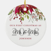 Onze eerste kerst als Mr & Mrs Passen getrouwd Keramisch Ornament (Achterkant)