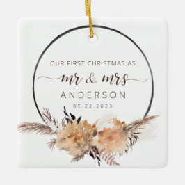 Onze eerste kerst als Mr & Mrs Photo Boho Keramisch Ornament