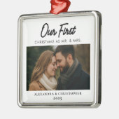 Onze eerste kerst als Mr & Mrs Photo getrouwd Metalen Ornament (Links)