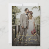 Onze eerste kerst als Mr. & Mrs Photo Holiday Feestdagenkaart (Voorkant)