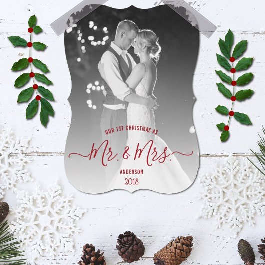 Onze eerste kerst als Mr. & Mrs Photo Holiday Feestdagenkaart