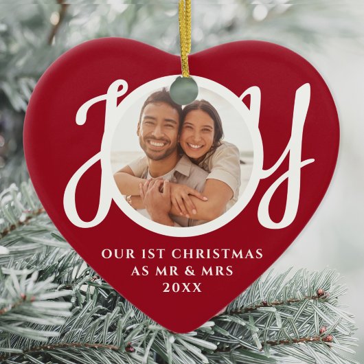 Onze eerste kerst als Mr & Mrs Photo Red Keramisch Ornament