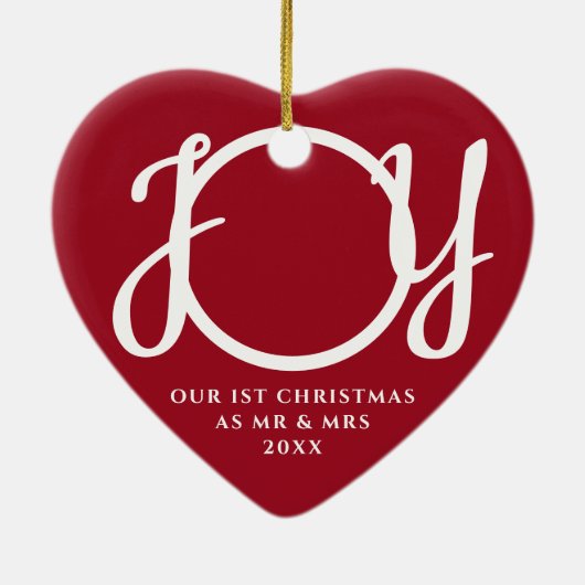 Onze eerste kerst als Mr & Mrs Photo Red Keramisch Ornament (Achterkant)