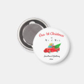 Onze eerste kerst als Mr & Mrs Red Truck Magneet (Voorkant / Achterkant)