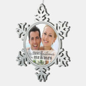 Onze eerste kerst als Mr & Mrs Snowflake Ornament (Rechts)