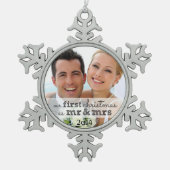 Onze eerste kerst als Mr & Mrs Snowflake Ornament (Voorkant)