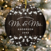 Onze eerste kerst als Mr. & Mrs String Lights Keramisch Ornament