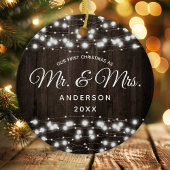 Onze eerste kerst als Mr. & Mrs String Lights Keramisch Ornament
