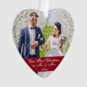 Onze eerste kerst als Mr & Mrs Wedding Heart Ornament (voorkant)