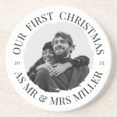 Onze eerste kerst als Mr & Mrs. Zandsteen Onderzetter (Voorkant)