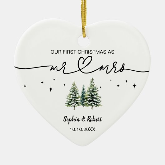 Onze eerste kerst als Mr. Pine Tree Naam Jaar Keramisch Ornament (Voorkant)