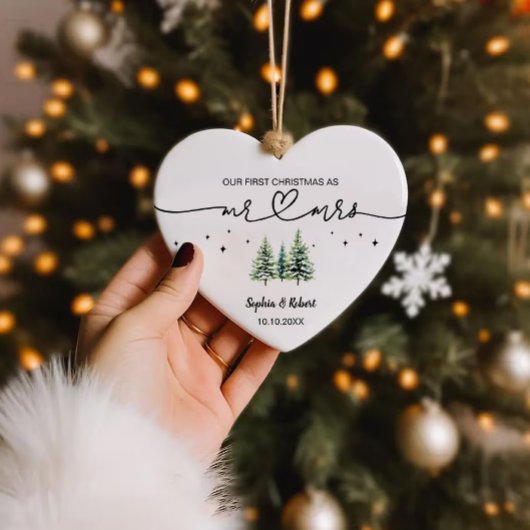 Onze eerste kerst als Mr. Pine Tree Naam Jaar Keramisch Ornament