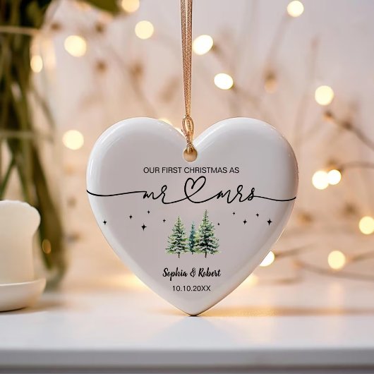 Onze eerste kerst als Mr. Pine Tree Naam Jaar Keramisch Ornament