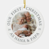 Onze eerste kerst als Nana & Papa Keramisch Ornament (Voorkant)