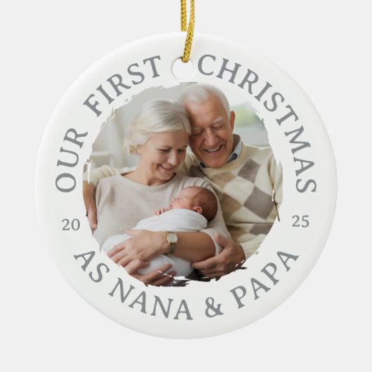 Onze eerste kerst als Nana & Papa Keramisch Ornament (Voorkant)
