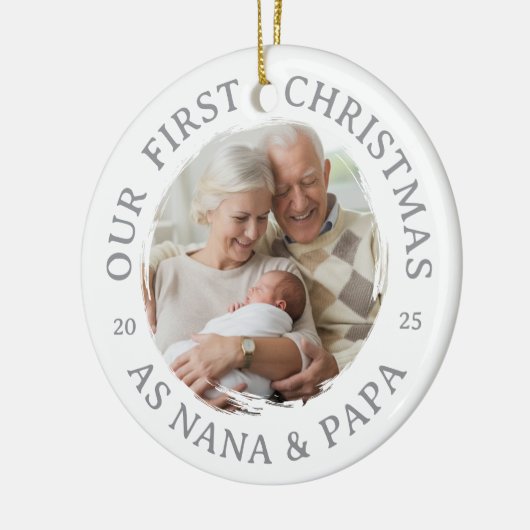 Onze eerste kerst als Nana & Papa Keramisch Ornament (Links)