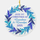 Onze eerste kerst als oma en opa Blue Keramisch Ornament (Achterkant)