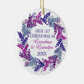 Onze eerste kerst als oma en opa Paars Keramisch Ornament (Rechts)