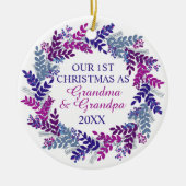 Onze eerste kerst als oma en opa Paars Keramisch Ornament (Voorkant)