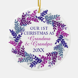 Onze eerste kerst als oma en opa Paars Keramisch Ornament