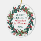 Onze eerste kerst als oma en opa Wreate Keramisch Ornament (Links)