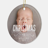 Onze eerste kerst als Ouderenversiering Keramisch Ornament (Links)