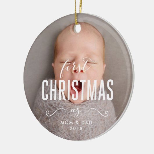 Onze eerste kerst als Ouderenversiering Keramisch Ornament (Links)