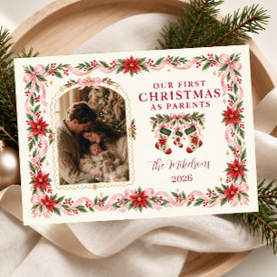 Onze eerste kerst als ouders foto feestdagenkaart