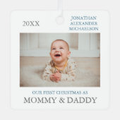 Onze eerste kerst als ouders metalen ornament (Voorkant)