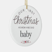 Onze eerste kerst als papa en mama keramisch ornament (Rechts)
