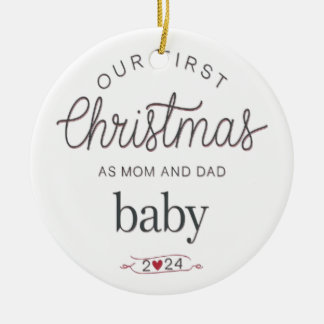 Onze eerste kerst als papa en mama keramisch ornament