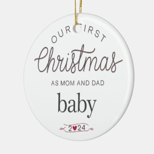 Onze eerste kerst als papa en mama keramisch ornament (Links)