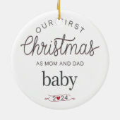 Onze eerste kerst als papa en mama keramisch ornament (Achterkant)