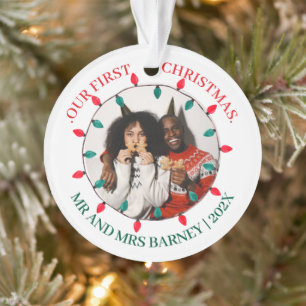 Onze eerste kerst als pasgetrouwd koppel elegant ornament