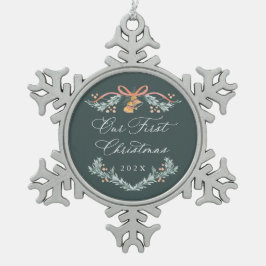 Onze Eerste Kerst Als Pasgetrouwden Sieraad Orname Tin Sneeuwvlok Ornament