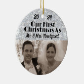 Onze eerste kerst als Passen getrouwd personaliser Keramisch Ornament (Rechts)