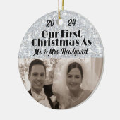 Onze eerste kerst als Passen getrouwd personaliser Keramisch Ornament (Links)