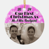 Onze eerste kerst als Passen getrouwd personaliser Keramisch Ornament (Voorkant)