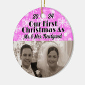 Onze eerste kerst als Passen getrouwd personaliser Keramisch Ornament (Links)