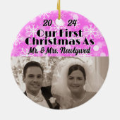 Onze eerste kerst als Passen getrouwd personaliser Keramisch Ornament (Achterkant)